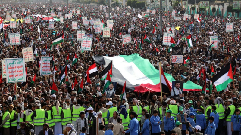 Houthis hold mass rally for Gaza in Yemen capital