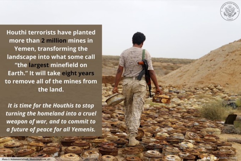 Houthi terrorist group had turned Yemen into the largest minefield in the world