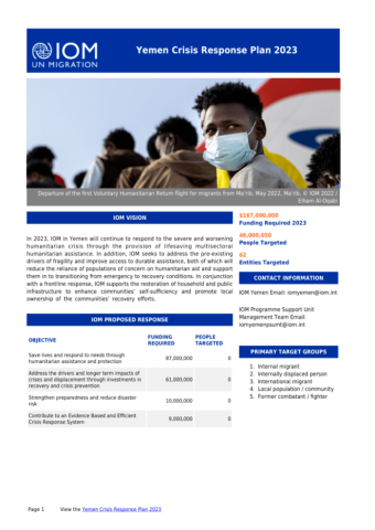 IOM Yemen: Rapid Displacement Tracking - 2022 Second Quarter Report (April - June)