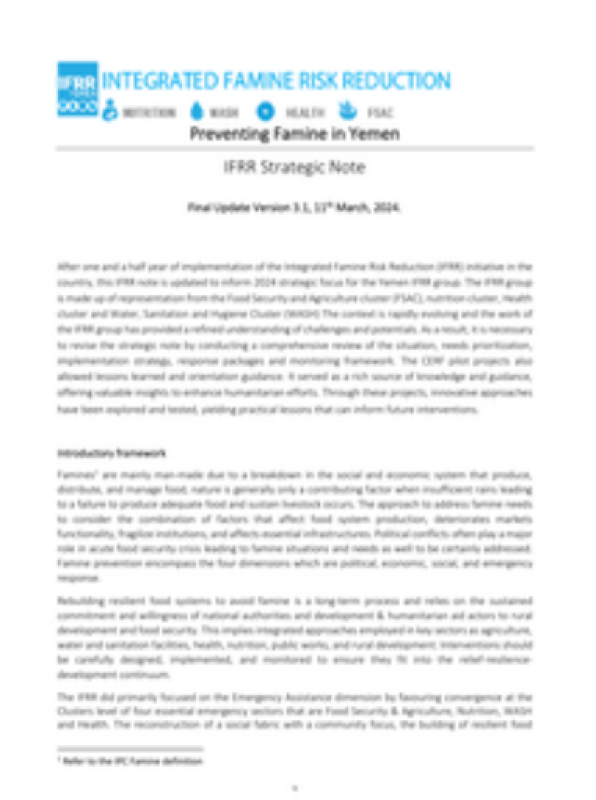 Preventing Famine in Yemen - IFRR Strategic Note - Final Update Version 3.1