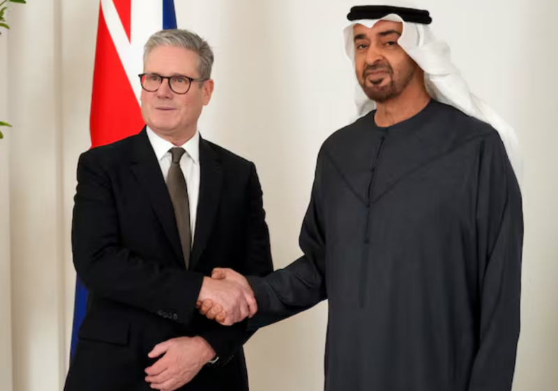 President Sheikh Mohamed meets UK Prime Minister Keir Starmer in Abu Dhabi